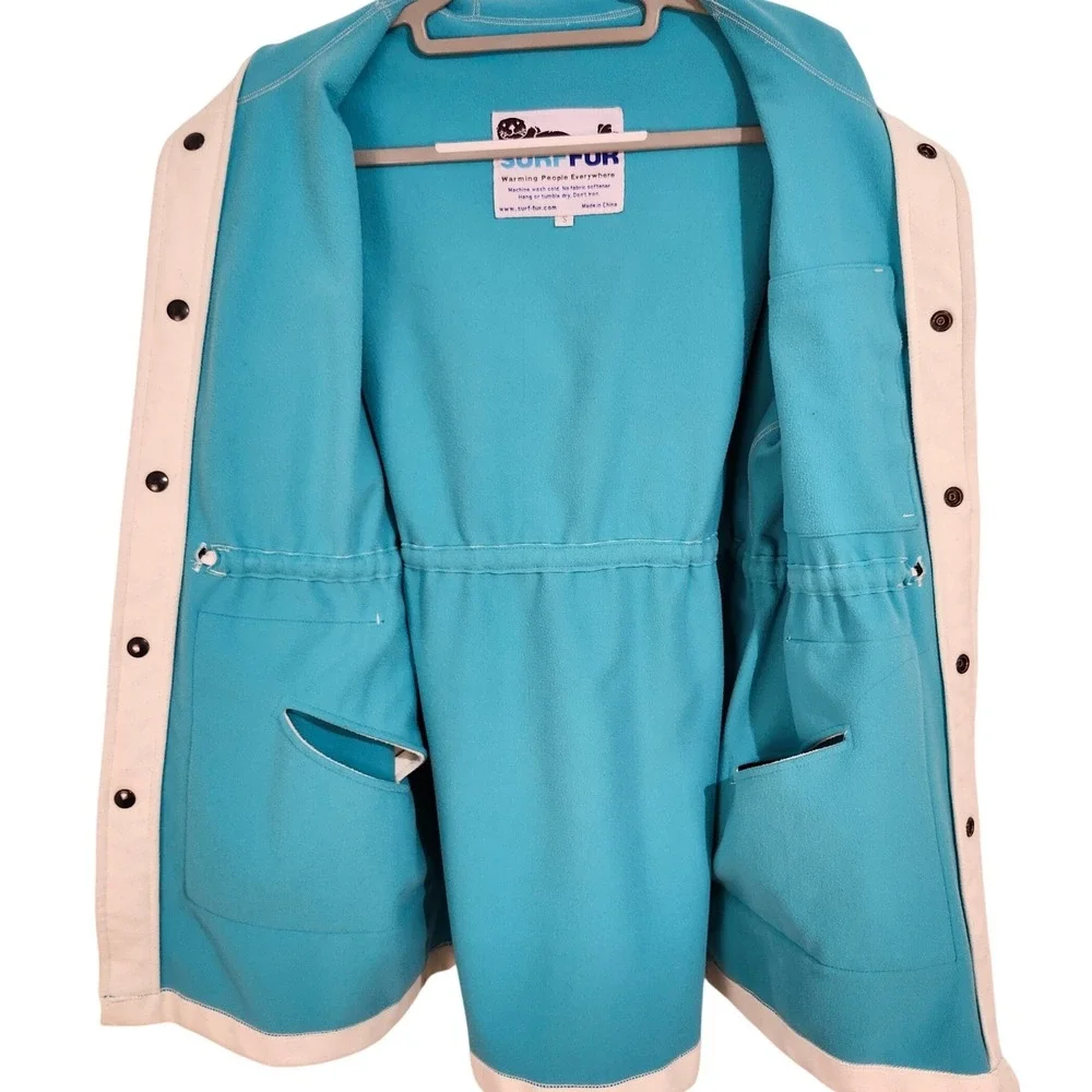 RARE Surf-Fur Sea Vibes Swim Jacket Small Unisex Cream‎ Changing Robe Boat Coat